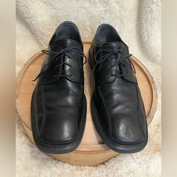 EUC Alfani Black Leather Mens Dress Derby Oxfords Lace Up Size 11.5 M - Picture 2 of 8